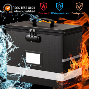 Portable <b>Fireproof</b> <b>Document</b> <b>Box</b> Lock Waterproof Collapsible Feature Lacquer Technique File Organizer Handle File Safe Storage - Product Image 3