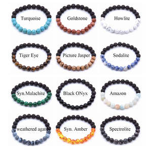 Dernière Offre Spéciale 8MM pierre de lave naturelle élastique perlé Bracelet <span class=keywords><strong>énergie</strong></span> de guérison extensible unisexe huile essentielle fabrication de <span class=keywords><strong>bijoux</strong></span> - Product Image 2