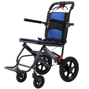 Fauteuil roulant pliable en fibre de carbone, léger, portable, avec freinage double latéral, aide à la mobilité manuelle, support de marche - Product Image 1