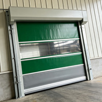 Porte à enroulement rapide en PVC robuste, isolée, avec fenêtre de visualisation, design tropical, pour sous-sol
