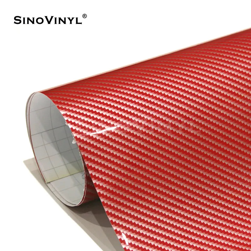 SINOVINYL Air Bubble Free 2D углеродное волокно красная Автомобильная наклейка