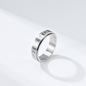 Nordic Viking Letter <b>Titanium</b> Steel Rotating <b>Ring</b> Black Silver Color Size 5 To 12 Fashion Jewelry For <b>Men</b> Women Gift - Product Image 4