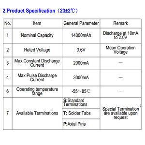 Pin Li-SOCL2 3.6V Kích thước D er34615m 13ah Pin Lithium cho GPS - Product Image 5