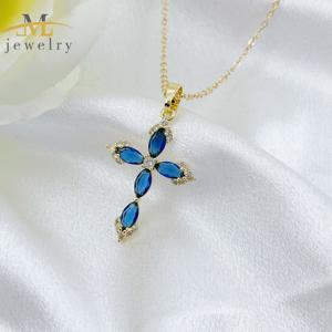 Kalung Liontin Salib Grosir JML Aksesoris Fashion, Liontin Salib Kristal Kuningan Kristen, Colgante Oro Laminado Cruz - Product Image 5