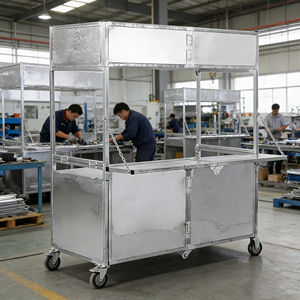 Carrito de Comida Plegable de Acero Inoxidable con 4 Ruedas para Venta Ambulante de Hot Dogs, Helados, Dulces y Café - Product Image 3