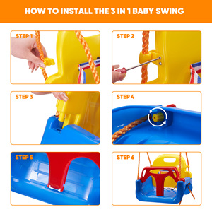 Ensemble de balançoires réglables 3-en-1 pour enfants, harnais de sécurité en corde PE, siège de balançoire anti-retournement pour bébé, pour jardin, aire de jeux, jouet d'extérieur pour enfants - Product Image 3