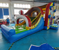 Piscine gonflable 5 en 1, structure commerciale pour enfants, grande roue à rebond d'eau à 2 voies, maison avec toboggan