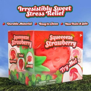 Grande jouet à presser en forme de fraise, ultra-doux, à récupération lente, en caoutchouc, modèle de fruit réaliste, décoration, anti-stress et pour la décompression - Product Image 2