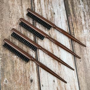 Brosse <span class=keywords><strong>à</strong></span> cheveux démêlante professionnelle <span class=keywords><strong>à</strong></span> 3 rangées avec manche en bois et queue pointue, peigne de coiffure de salon <span class=keywords><strong>à</strong></span> poils en nylon - Product Image 1