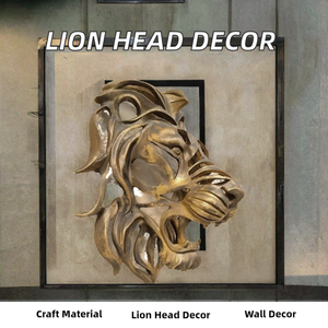 Venta al por mayor cabeza de león estatua resina artesanía estatuilla para jardín entrada pared decoración colgante de pared - Product Image 2