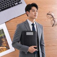Porte-documents noir avec fermeture éclair, organiseur de documents avec porte-badge
