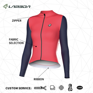 Maillot de cyclisme réversible coupe-vent léger sans coutures pour <span class=keywords><strong>femme</strong></span> ODM Pro Team 2025 Hiver, en Spandex/Coton avec transfert par sublimation - Product Image 2