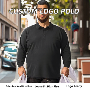 Chemise décontractée à manches longues en tricot de couleur unie classique avec logo personnalisé imprimé pour homme, écologique, séchage rapide, respirante, coupe ample, grande taille - Product Image 2