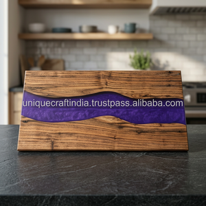 Tabla de Cortar Rectangular de Madera de Mango y Resina, 1.5 cm de Grosor, Elegante Bandeja para Servir, Decoración para el Hogar, Tabla de Cortar Premium - Product Image 1