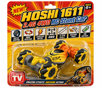 Voiture télécommandée HOSHI 1611 2.4G 4WD RC Stunt Car 1/24 avec contrôle gestuel par montre, moteur sans noyau, rotation à 360°, 2 batteries