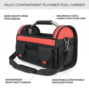 Sac de transport portable pour outils de réparation automobile, électricien, mécanicien, avec poignée en acier robuste de 16 pouces, grande ouverture, dessus ouvert - Product Image 4
