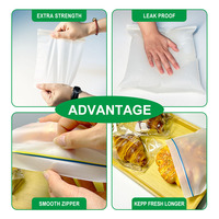 Impression de logo personnalisé Vêtements transparents givrés Tshirt Poly Sandwich en plastique biodégradable Fermeture éclair Sacs coulissants Sac de congélation