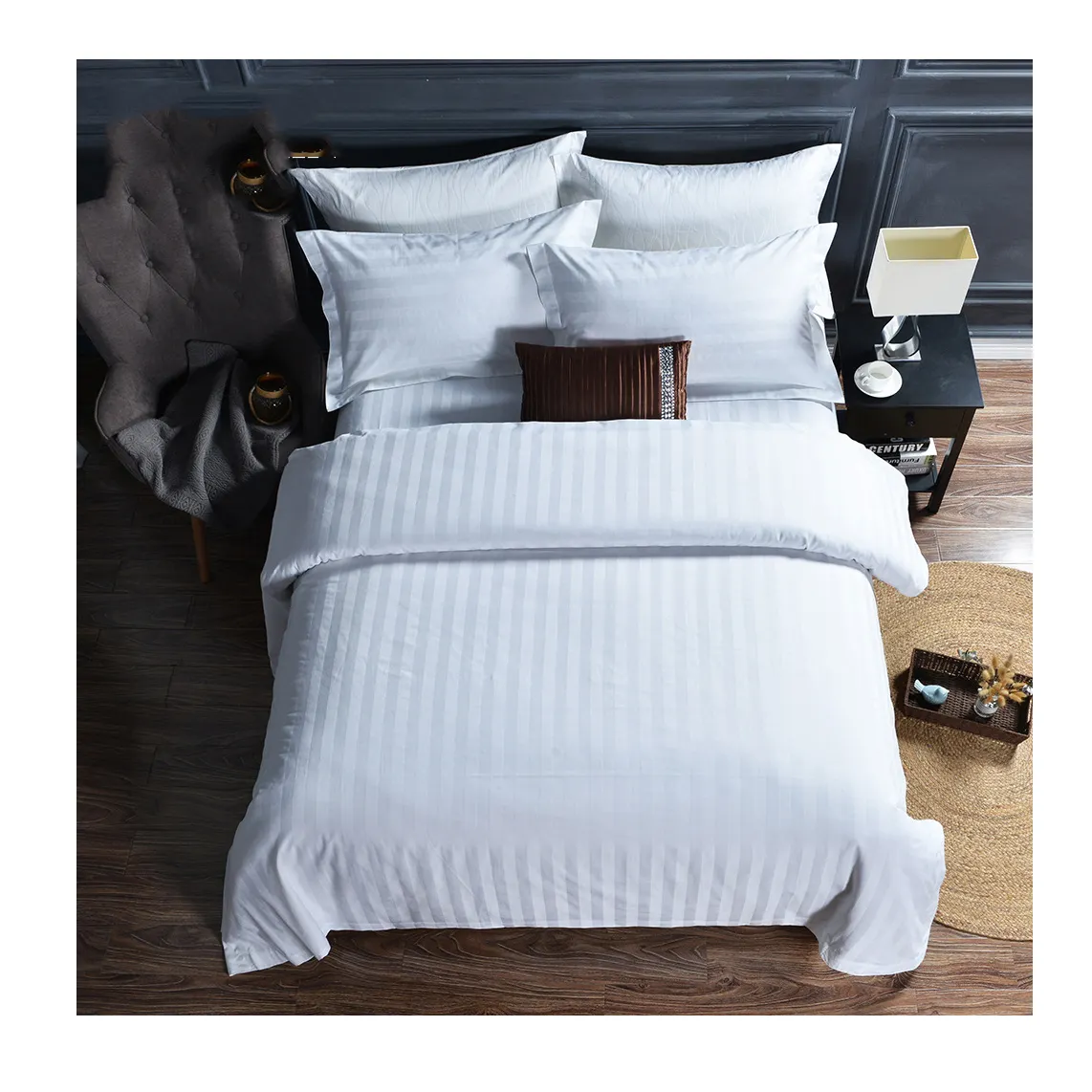 Cheap hotel supplies wholesale 100% cotton bedding set 5 star luxury hotel motel supply