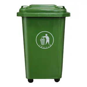 50L com Tampa Recipiente De Lixo Molde com Quatro Rodas Movendo Plástico HDPE Reciclável Retângulo Permanente Dustbin Waste Bin