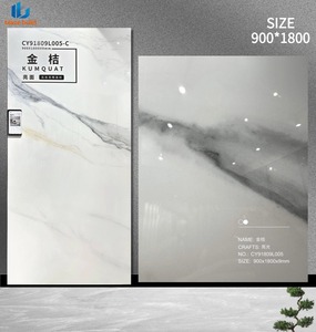 Precio de Fábrica, Losa de Piedra Sinterizada Pulida de 900x1800mm, Aspecto de Mármol Blanco, Dorado y Gris, Baldosa de 9mm para Piso de Comedor Interior - Product Image 3