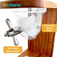 Distributeur de céréales en plastique transparent à compartiment unique avec base en bois et préservation de la fraîcheur