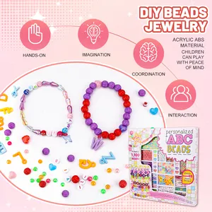 Leemook Kids DIY Bead Jewelry Making Kit Beads For Girls Toys Bead Art And Craft Kits DIY Bracelets Necklace Toy