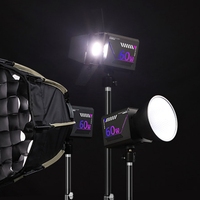 Lumière photographique COB 60W RGB 2800-6500K Batterie 10000mAh CRI 95+ Contrôle par bouton CE RoHS Emballage personnalisé OEM Éclairage continu