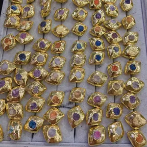 Competitive Price In Stock Gold Filled Brass Plated Druzy Agate Spacer Beads