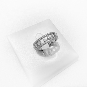 wholesale brass wedding engagement hip hop <b>ring</b> baguette cut rhodium plated promise <b>chunky</b> zirconia finger <b>rings</b> for woman - Product Image 5