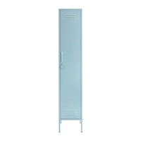 Armoire de rangement en acier vert coloré à une porte pour chambre à coucher, avec pieds autoportants