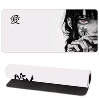 Tapis de souris artistique fille d'anime noir et blanc, fille sombre, accessoires informatiques de jeu, personnage, cœur, clavier, tapis de bureau pour ordinateur portable.