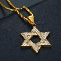 Hiphop homme bijoux or en acier inoxydable hexagramme creux étoile de David en acier inoxydable pendentif étoile creuse collier