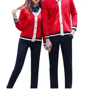 사용자 정의 소년과 소녀 학교 정장 유니폼 중학교 학생 흰색 셔츠 스웨터 코트 드레스 바지