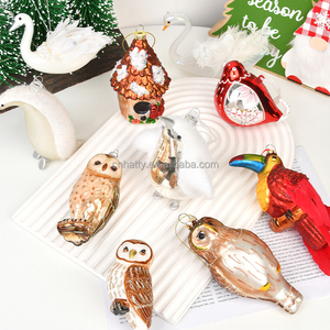 Wholesale Custom Made <b>Glass</b> Hand Blown Figurine Christmas <b>Ornaments</b> Personalized Hand Painted Bird <b>Ornament</b> Xmas Tree Decoration - Product Image 1