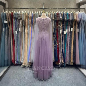 Jancember LSJA06 Chic cuello pico lentejuelas capa manga Formal vestidos de graduación para las mujeres - Product Image 2