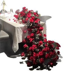 Camino de Mesa de Rosas de Seda de Alta Calidad al por Mayor, Hilera de Flores para Escenario de Boda, Decoración para Lugar de Boda - Product Image 3