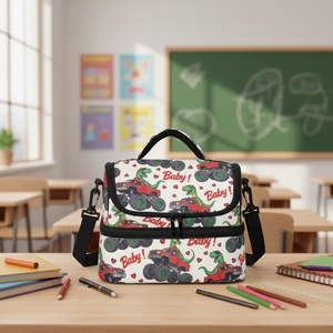 Sac à déjeuner isotherme portable personnalisé avec motif de dinosaure mignon, capacité de 20 L, en polyester imperméable, sacs isothermes pour l'école et les voyages - Product Image 1