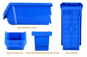 Grande taille en plastique outil empilable et bac de rangement suspendu pour le stockage de garage