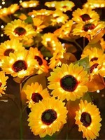 Lampes solaires en forme de tournesol, lumières de jardin, fleurs, lampes solaires extérieures imperméables pour la cour arrière, le chemin, la terrasse
