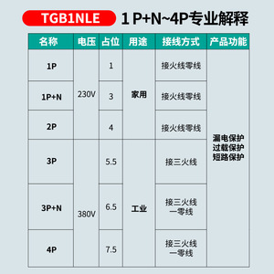 Disjoncteur différentiel Tianzheng 2P 63A Protection contre les fuites Utilisation domestique Montage sur rail DIN - Product Image 3