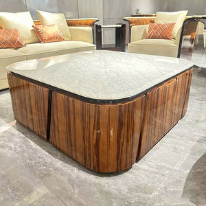Table d'appoint en marbre de style italien avec <span class=keywords><strong>cadre</strong></span> en bois, table basse moderne pour salon, villa de luxe, hôtel, usage résidentiel haut de gamme - Product Image 3