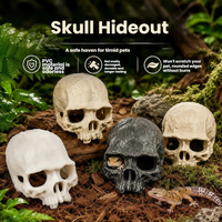 Totenkopf-Reptilien-Versteckhöhle Terrarium-Deko PVC-Harz 12cm Hohl für Gecko, Eidechse, Spinne, Skorpion, Schlange, Frosch, Schildkröte