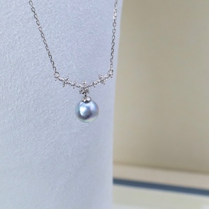 Collar de Perlas Largo Personalizado de 45 cm con Luz Azul para Mujer, Plata de Ley 925, Collar de Perlas Barrocas de Agua de Mar de 8.5-9 mm - Product Image 5