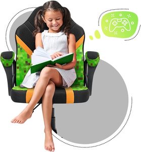 <span class=keywords><strong>Silla</strong></span> <span class=keywords><strong>Gamer</strong></span> Ergonómica de Tela Verde para Niños, Ajustable, Estilo Auto, para Juegos de Computadora, para el Hogar - Product Image 3