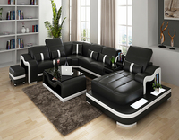 Sofá de Cuero Genuino Turco en Forma de L con Muebles de Madera Seccionales Grises, Sofá Reclinable Elegante para Sala de Estar, Juego de Sofás Blancos para el Hogar