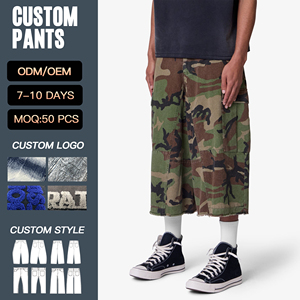 Shorts en jean camouflage YUCE personnalisés, style streetwear, patchwork, <span class=keywords><strong>cargo</strong></span>, jorts, coupe lourde, délavage acide, design de créateur - Product Image 4