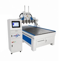 Router CNC de Alta Eficiencia Jinan Mosencnc 1325 de 6 Husillos con Mesa de Vacío para Producción en Lotes de Muebles de Madera y Tallado de Puertas