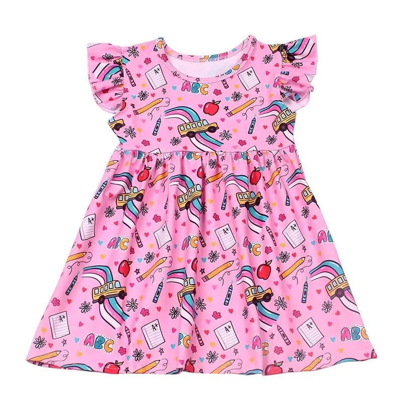 Robe pour petite fille à manches courtes, tenue d'été, vente en gros bon marché, collection