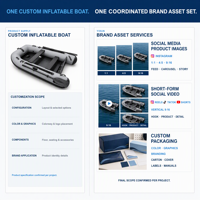 Bateau pneumatique, bateau à rames, petit bateau avec rames et transom pour la navigation à rames et la navigation à moteur, couleur et logo personnalisés OEM