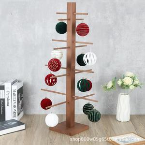 Expositor de Adornos Navideños de Madera, 4 Niveles, Estante Redondo de Escritorio, Color Retro, Soporte para Decoración de Árboles de Madera Maciza - Product Image 5